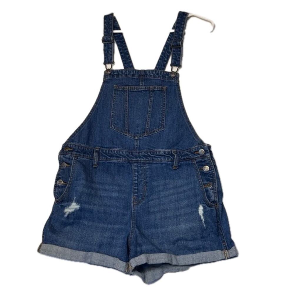Old Navy Overalls Shorts Medium Wash Blue Denim Size M Western Boho Women's